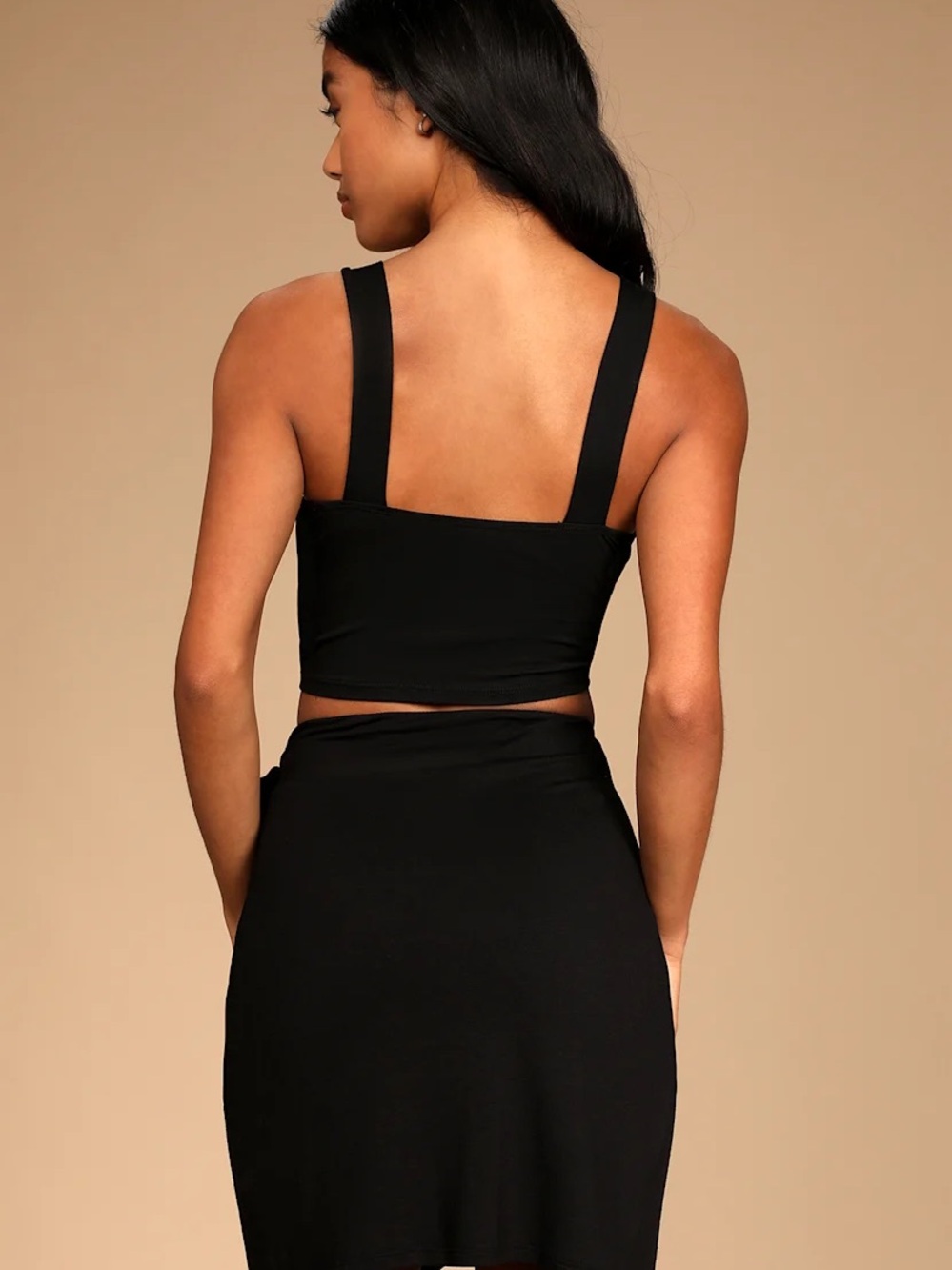 Lulus Chic Moments Black Side-tie Two-piece Mini Dress - Size M - Picture 2 of 2